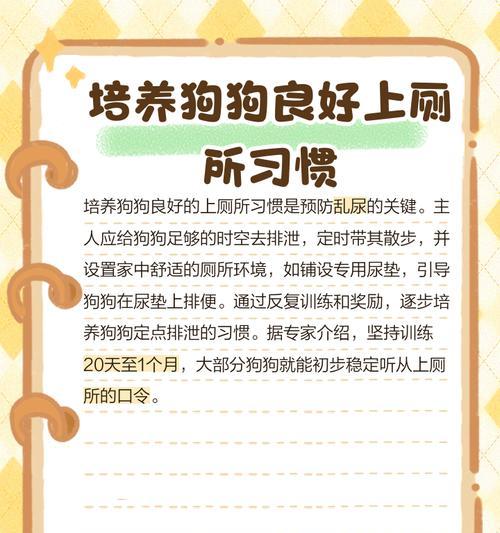 解决狗狗在家乱拉乱尿的烦恼！（七招教你的狗狗定点排泄，让你远离困扰）